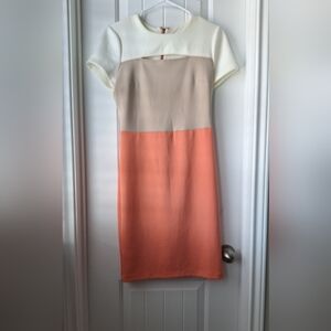 Colorblock Cream and Orange Dress